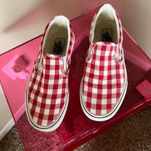 Vans Slip-On Picnic Red & White Checkerboard Skate Shoes